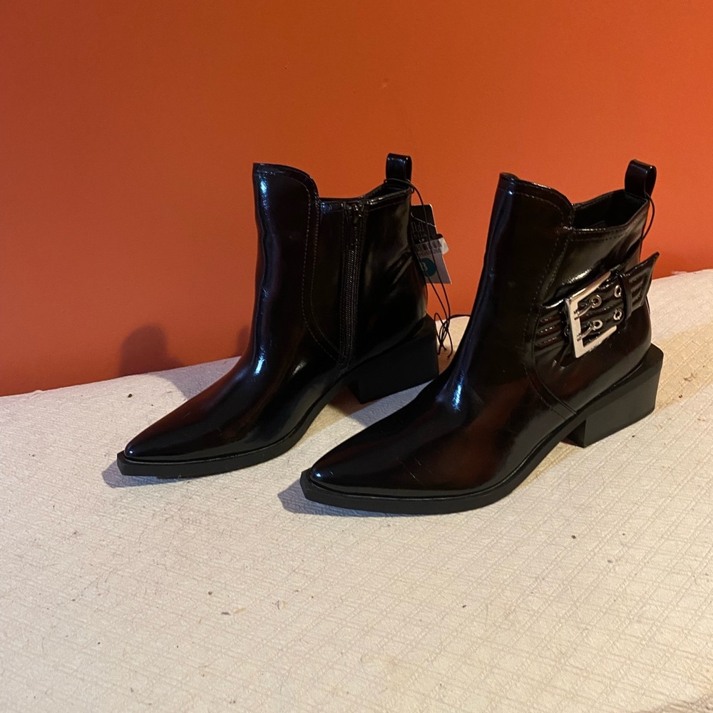 Black Ankle Boots with Buckle